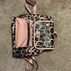 Stylish Leopard Print and Pink Women's Backpack NEW- change purse included